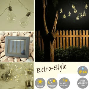 Solar-Lichterkette Glühbirne 10 flammig Retrostyle Party-Außen-Garten-Terrassen - Bild 1 von 26