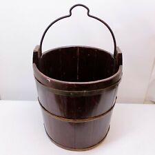 Vintage Primitive Wooden Water Bucket Traditional Asian Style Authentic Antique
