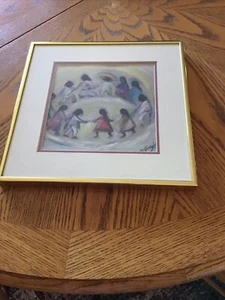 Original Ted DeGrazia 1974 Los Ninos Print Framed Matted Southwestern Indian - Picture 1 of 4