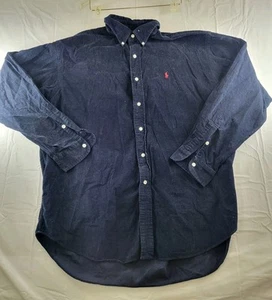 Ralph Lauren Corduroy Shirt Men's XL Blake Navy Blue Button Vintage 90s - Picture 1 of 14