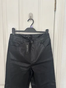 MOTEL ROCKS Zova faux leather black trousers NEW WITH TAGS SIZE M - Picture 1 of 5