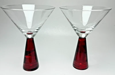Vasos Martini Artland Prescott de colección tallo rojo tazón transparente cristal soplado a mano Foto 1 de 4