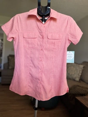 Женская маленькая рубашка Magellan Fish Gear Aransas Pass цвет вересковый сахар коралл - Изображение 1 из 4