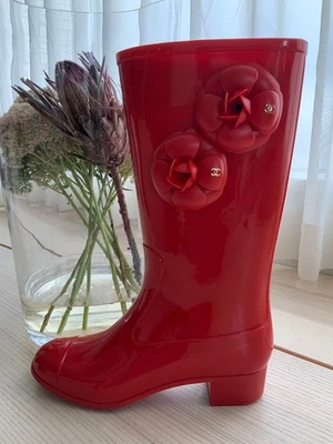 Botas de Chuva Chan el Red Camellia - 38 (7-7.5) Extremamente Raras - Envio do Japão - Imagem 1 de 4