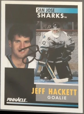 1991 PINNACLE JEFF HACKETT #119 AUTOGRAPH SAN JOSE SHARKS - Image 1 of 2