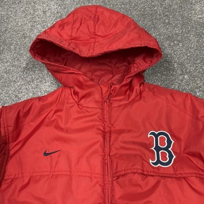 Boston Red Sox Jacket Boys Large Coat MLB Baseball Nike Winter Zip Up Red Lined - Image 1 of 4