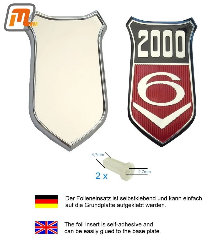 Ford Capri Granada Taunus emblem badge 2000 V6 front wing chromed red pinned - Image 1 of 1