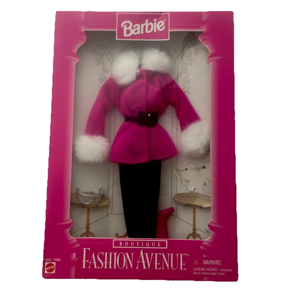 1995 Barbie Fashion Avenue Fuchsia & Black Party Dress w/ Tights #14980 NRFB - Image 1 of 1