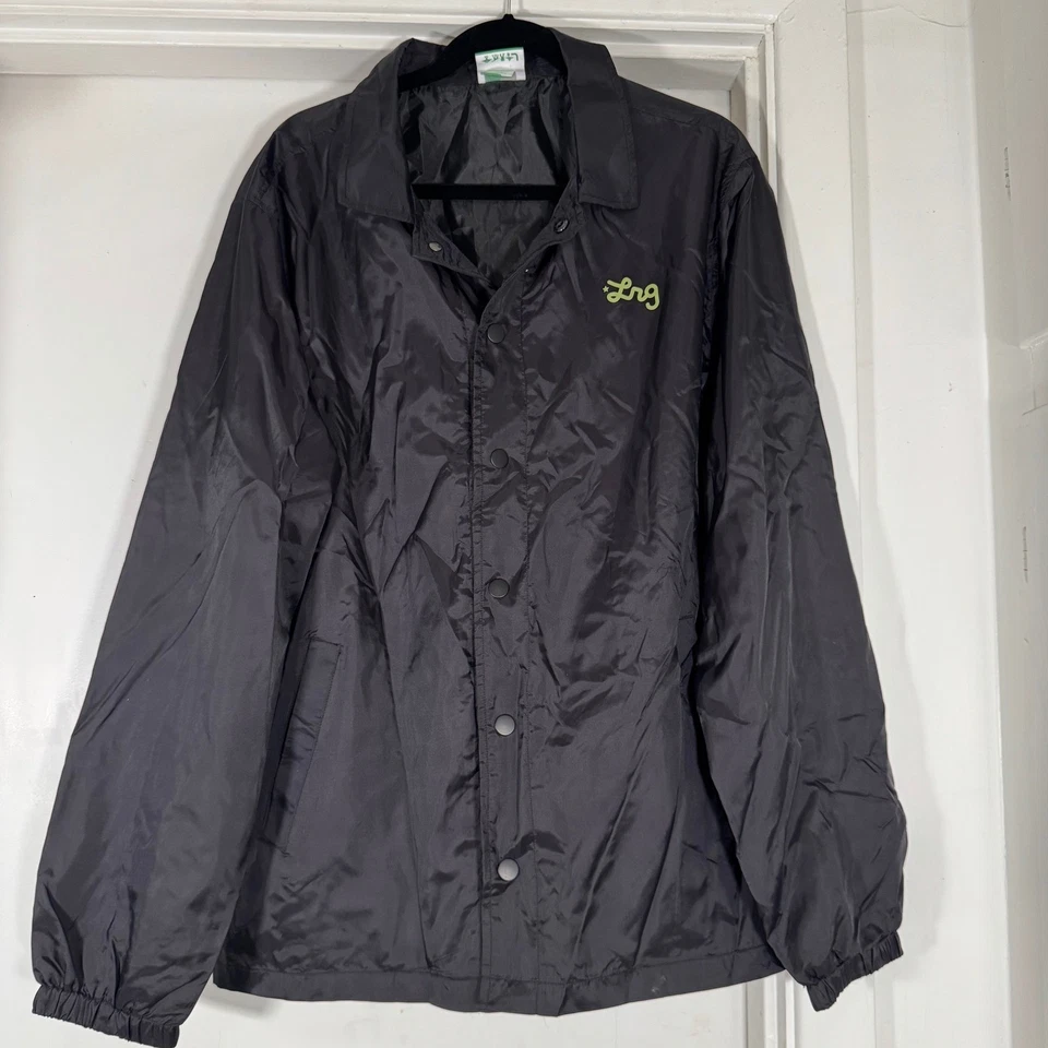 LRG Lifted Research Group Mens XL Black Nylon Coach Jacket Graphic - Image 1 of 1