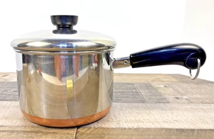Vintage Revere Ware 2 Qt Sauce Pan Pot W/Lid 1801 Copper Bottom USA - Picture 1 of 12