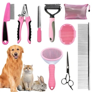 Dog Brush & Grooming Kit – 9-Piece Pet Brush & Deshedding Set for Shedding, B... - Bild 1 von 8