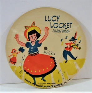 Vintage 6 1/2" Picture Record Guild of America Lucy Locket & Pat A Cake - Picture 1 of 2