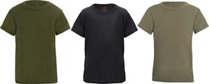 Kids Solid Tactical Lightweight Army Military T-Shirt Youth Crew Neck Tee - Picture 1 of 4