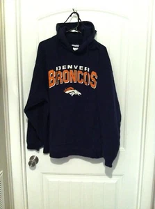 Reebok Denver Broncos Navy Blue Pullover Hoodie Mens XL Oversize Heavyweight - Picture 1 of 7