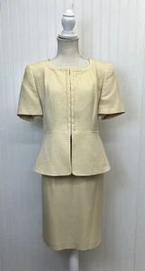 Vintage Louis Feraud Two Piece Cotton/silk Blend 2 Piece Suit Basket Weave Sz 10 - Picture 1 of 13