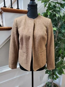 Vintage Orvis Women's Brown Wool Long Sleeve Slim Fit Open Front Blazer Size 6P - Picture 1 of 12