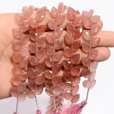 Cuentas facetadas de pera de piedras preciosas de cuarzo fresa natural 10X7X4 mm filamento 15-18 piezas Foto 1 de 4