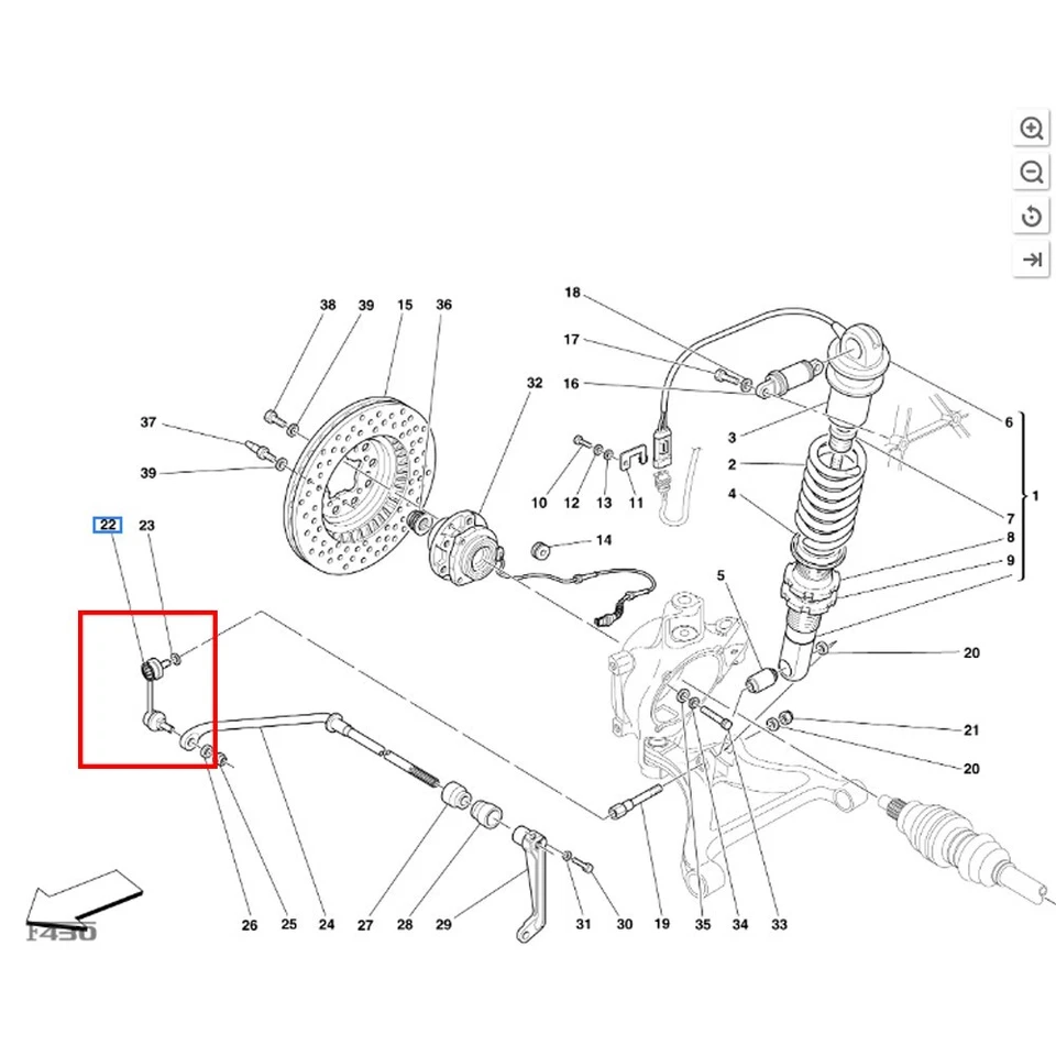 Barra estabilizadora trasera izquierda eslabones OEM 161110 para Ferrari F430 360 Foto 1 de 1