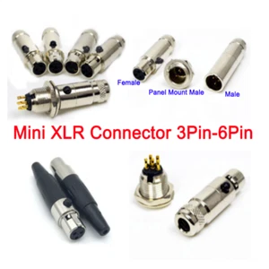3Pin~6Pin Mini XLR Connector Microphone Audio Plug Male/Female/Panel Mount Male - Picture 1 of 8