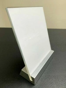 Tabletop Countertop Sign Holder Display Stand, Clear Acrylic, Silver Base 5.5x4" - Picture 1 of 5