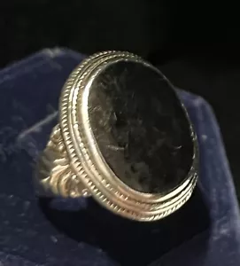 Schwarzer Onyx Naturedelstein 925 Massiv Sterlingsilber Ring Größe 7 - Bild 1 von 5
