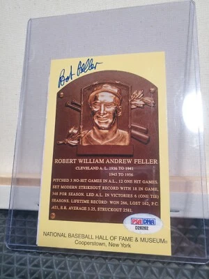 Bob Feller SIGNED Baseball Hall of Fame Plaque HOF Indians PSA/DNA AUTOGRAPHED - Image 1 of 4
