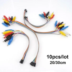 Alligator Clip to Jumper Wire 10pin Male Cable Clip Female Test Lead - Picture 1 of 12