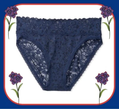XL Navy THE LACIE Full Floral Lace Stretch Victorias Secret HighLeg Brief Pantie - Image 1 of 4