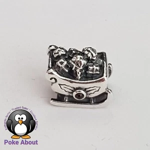 GENUINE PANDORA CHRISTMAS SILVER SLEIGH WITH GARNET CHARM - 790562GA - RETIRED - Picture 1 of 7