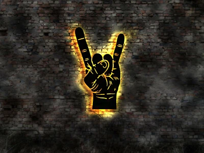 Hand Logo Rock and Roll Heavy Metal Neon sign Neonreklame Leuchtschild