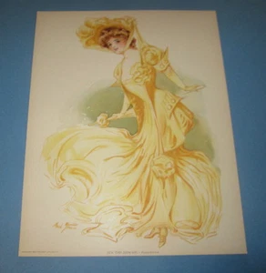Old Vintage 1907 - Antique VICTORIAN PRINT - New York Show Girl - HIPPODROME - Picture 1 of 1