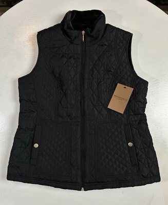 Weatherproof Women Size LARGE Mid-length Full Zip Vest Black Quilted Sleeveless - Image 1 of 4