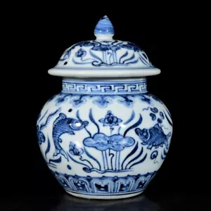 Fine Collectable Art Handmalerei blau-weiß Porzellan Fischtopf - Bild 1 von 9