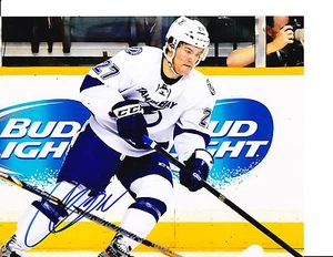 TAMPA BAY LIGHTNING JONATHAN DROUIN SIGNED WHITE JERSEY 8X10 - Picture 1 of 1