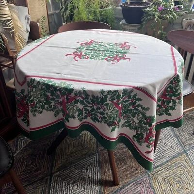 Vintage Christmas Square tablecloth square ivy holy cottagecore cabincore Cute - Image 1 of 4