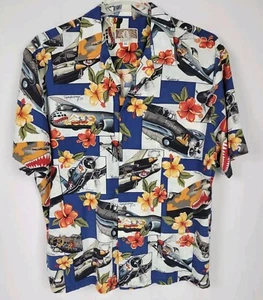 Vintage Kalaheo Aviation Fighter Jets Hawaiian Aloha Shirt Size XL Single Stich - Bild 1 von 13