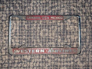 RARE Vintage Western Airlines Canada USA Mexico Metal License Plate Frame Car - Picture 1 of 3