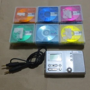 SONY MZ-B10 Silver Mini Disc MD Walkman Player Recorder 27 MiniDiscs Set Japan - Picture 1 of 10