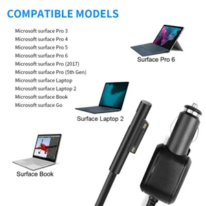 DC Car Charger 45W 15V 3A Power Supply for Surface Pro 3/4/5/6/7/8/9/10/Book/Go - Picture 1 of 12