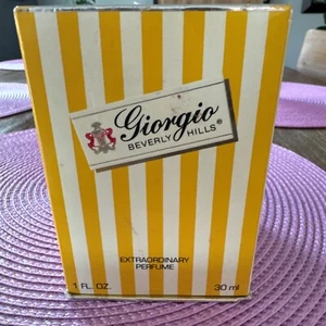 Giorgio Beverly Hills Extraordinary Perfume 1 oz - Vintage Yellow & White Stripe - Picture 1 of 10