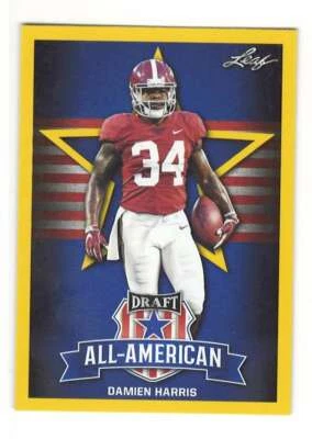 DAMIEN HARRIS RC 2019 Leaf Draft Gold Variation All-American #77 ROOKIE  ID:1613 - Image 1 of 2