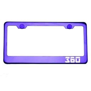 Purple Chrome License Plate Frame 360 Laser Etched Metal Screw Cap - Picture 1 of 8