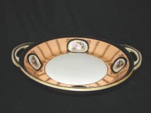 Antique Art Deco Noritake Green M Mark China Bowl with Handles - Picture 1 of 4