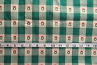 1 1/2 yd x 58" Woven Cotton Fabric Green & Cream Check with Christmas Wreaths