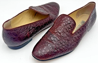 Michele Loisi Men's Loafers Sz 10 Brown Crocodile Leather Slip-On Shoes - Image 1 of 4