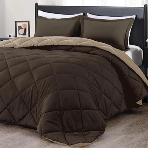 downluxe King Size Comforter Set - Brown and Tan King, Brown/Tan - Picture 1 of 6