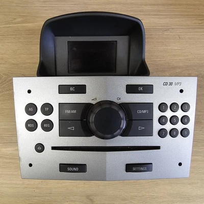 Vauxhall Corsa D CD30 MP3 Radio Clock Trip Display Unit Silver 13289925 13275279 - Image 1 of 4