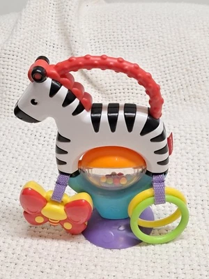 Fisher Price Stick Suction Cup Zebra Toddler Toy, Butterfly and Rings - Image 1 of 2