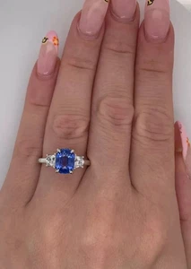 Engagement Diamond Sapphire Ring 2.63 Ct Lab Created 14k Yellow Gold Size J - Picture 1 of 2
