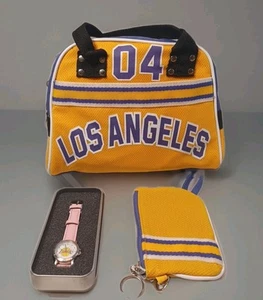 Los Angeles Lakers Women's Girls Handbag Coin Purse And Watch - Picture 1 of 6